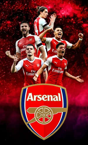 Arsenalin joukkue poseeraa stadionilla — OnePlus Pad Lite Taustakuvat