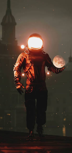 Astronautti pitää kuuta fantasia -taustakuva — iPhone 16 Pro Max Taustakuvat
