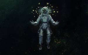 Avaruuden estetiikka astronautti ja perhoset taustakuva — Perhosen estetiikka GIF Taustakuvat