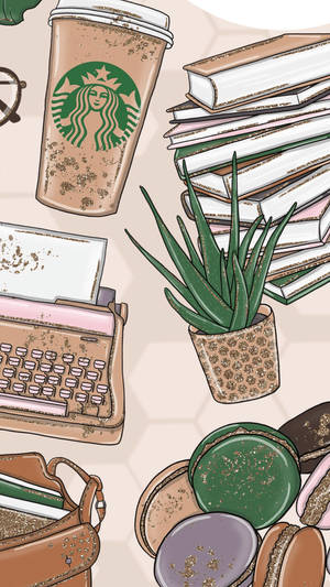 Beige Starbucks-estetiikka — iPhone pinkki estetiikka Taustakuvat