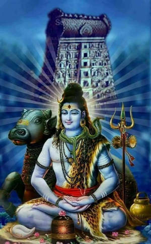 Bholenath HD Shiva Lootusasento Nandi Härkä — Galaxy Tab Active Taustakuvat