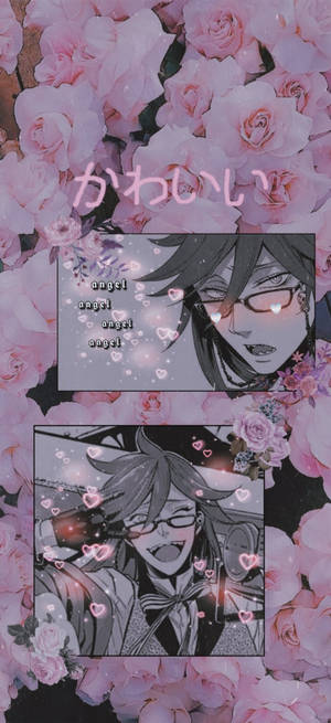 Black Butler Pink Aesthetic Floral Grell taustakuva — iPhone 14 Taustakuvat