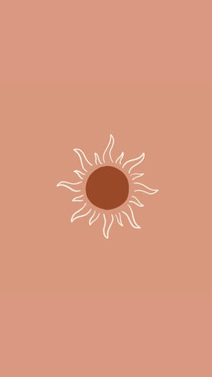 Boho-henkinen valkoinen aurinko ääriviivoin vaaleanpunaisella