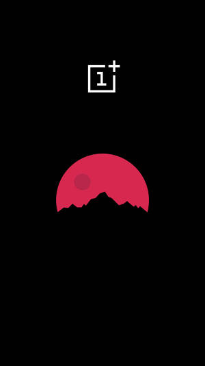 AMOLED-taustakuva vaaleanpunaisesta kuusta ja OnePlus-logosta mustalla taustalla.
