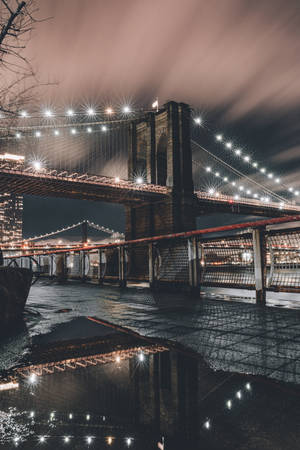 Brooklyn Bridge New York yö iPhone — Xiaomi Pad 8 Pro Taustakuvat