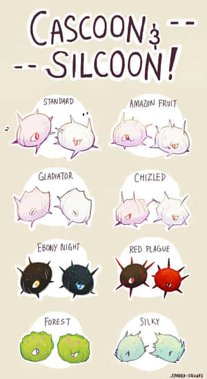 Cascoon ja Silcoon eri väreissä — Pokemon Puhelin Taustakuvat