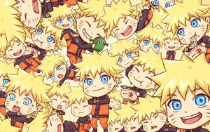 Naruto ja varjokloonit söpössä chibi-versiossa taustakuva.
