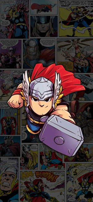 Chibi Thor sarjakuvataustakuva — iPhone Air Taustakuvat