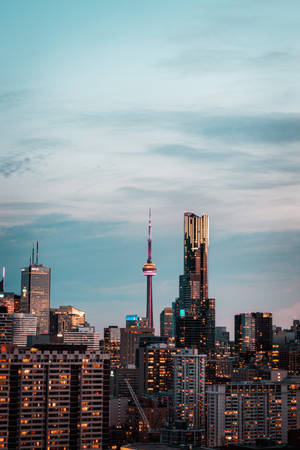 CN Tower Toronton Silhuetti — Huawei MatePad Taustakuvat