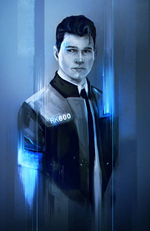 Harmaasävyinen taide Connorista Detroit Become Human -taustakuvassa — Honor MagicPad 3 Pro 12.3 Taustakuvat