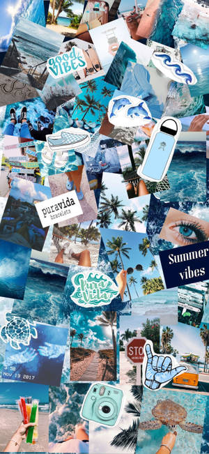 Cool Blue Summer Collage — iPhone 18 Pro Taustakuvat