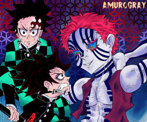 Cool Demon Slayer Tanjiro ja Akaza — Siisti demonin tappaja Taustakuvat