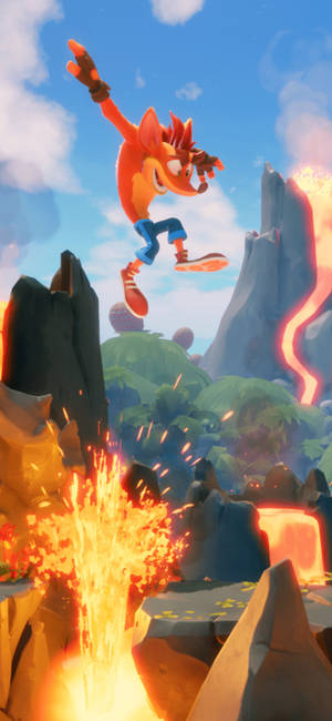 Crash Bandicoot lava -taustakuva — iPhone 17 Pro Taustakuvat