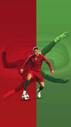 Cristiano Ronaldo Cool Punainen Ja Vihreä Teema