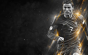 Cristiano Ronaldo musta ja kultainen taustakuva.