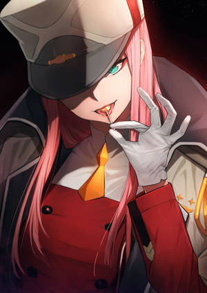 Zero Two -muotokuva tikkaria pidellen -taustakuva — OnePlus Pad 3 Taustakuvat