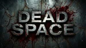 Ikoninen Dead Space -logo karhealla, kauhuteemaisella tekstuurilla.