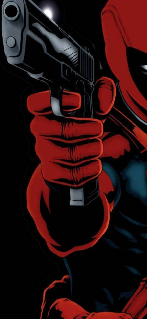 Deadpool Holding Pistol Punch Hole — iPhone 13 Pro Max Taustakuvat