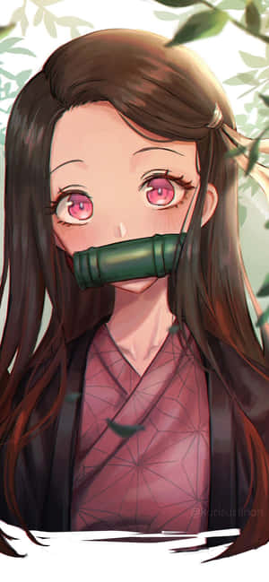 Demon Slayer Anime Tyttö Suloinen Nezuko Muotokuva — Oppo A6s Taustakuvat