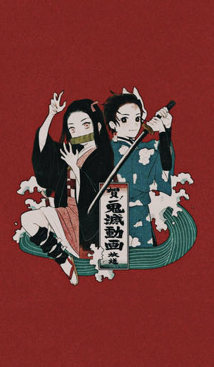 Demon Slayer Puhelin Tanjiro ja Nezuko — Demon slayer puhelin Taustakuvat