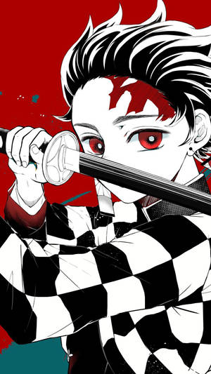 Demon Slayer Puhelinillustraatio Tanjiro — Demon slayer puhelin Taustakuvat