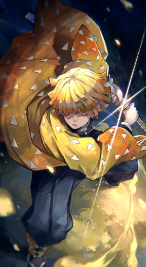 Demon Slayer Zenitsu miekka kädessä — 鬼滅の刃 善逸 Taustakuvat