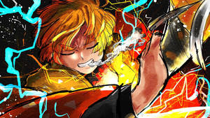 Demon Slayer Zenitsu digitaalinen taide — 鬼滅の刃 善逸 Taustakuvat
