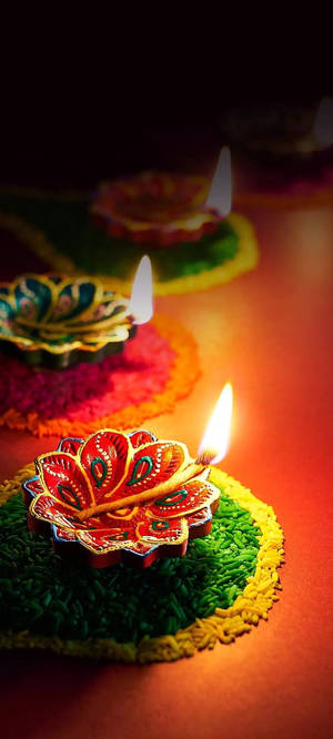 Diwali-öljylampputaustakuva — iPhone 16 Plus Taustakuvat
