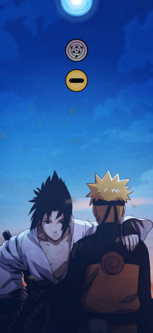Dot Notch Naruto ja Sasuke — iPhone 13 Taustakuvat