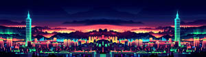 3840x1080 HD kahden näytön kaupunkitaide