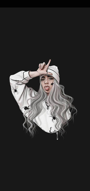 Emo-estetiikka Billie Eilish -taustakuva — iPhone 15 Pro Max Taustakuvat