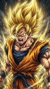 Gokun ensimmäinen Super Saiyan -muodonmuutos, ikoninen huuto. — Goku Taustakuvat