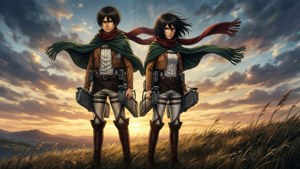 Eren ja Mikasa Attack on Titan -sarjasta — Anime pari GIF Taustakuvat