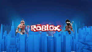 Sininen esteettinen 3D-taustakuva kaupunkisuunnittelusta Roblox-videopelissä.