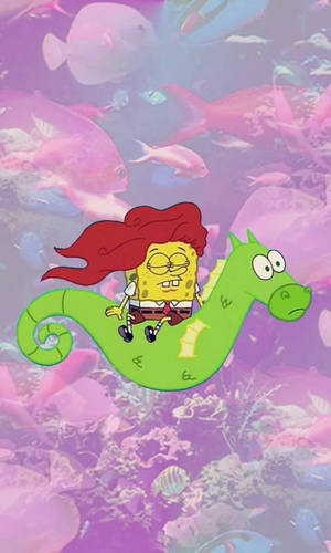Esteettinen sarjakuva-SpongeBob pitkillä punaisilla hiuksilla — Esteettinen sarjakuva Taustakuvat