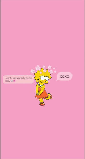 Esteettinen sarjakuva viehättävä Lisa Simpson kukkakruunulla — Esteettinen sarjakuva Taustakuvat