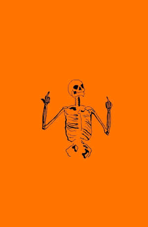 Esteettinen söpö Halloween-luuranko oranssi taide — Söpö Halloween Taustakuvat