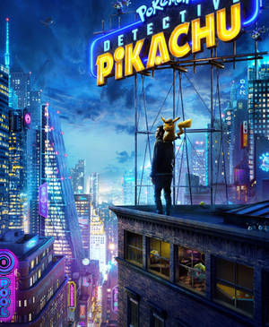 Etsivä Pikachu ja mies katolla -taustakuva — Galaxy Z Fold 5 Taustakuvat