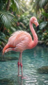 Pastellinpunainen flamingo trooppisessa vedessä — iPhone 7 Plus Taustakuvat