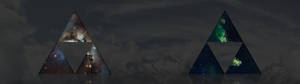 Galaksi triforce-symboli kaksoisnäytön taustakuva — 5120x1440 Taustakuvat