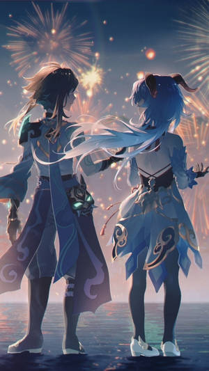 Ganyu ja Ayato Genshin Impact Puhelin — Genshin impact puhelin Taustakuvat