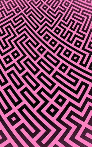 Geometrinen kuvio mustista viivoista kirkkaan vaaleanpunaisella pinnalla. Kuvioitu abstrakti tietokonemuotoilu. — Galaxy Tab S9 Ultra Taustakuvat