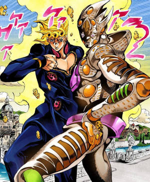 Gold Experience Requiem ja Giorno Giovanna HD -taustakuva — Galaxy Z Fold 5 Taustakuvat