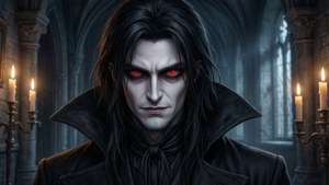 Siisti anime-taustakuva vampyyristä goottilaisessa linnassa.