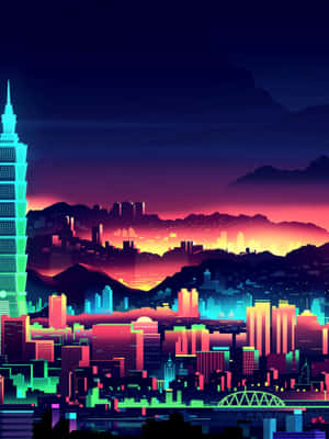 Neon City -taustakuva — Neonkaupunki Taustakuvat