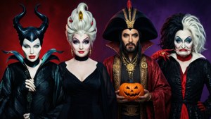 Klassiset Disney-konnat kokoontuneena Halloweeniin, jokaisella on pelottava asuste.