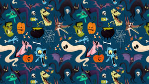 Halloween-piirroshahmojen leijuvat päät -taustakuva