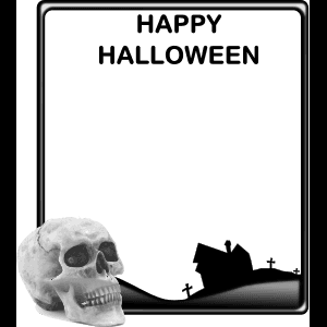 Halloween-tervehdys kallo ja siluetti