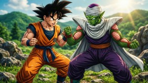 Goku ja Piccolo harjoittelevat kivikkoisella alueella. — Goku Taustakuvat