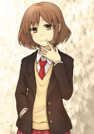 Haruhi Sasaki poseeraa maisemataustaa vasten — Xiaomi Mix Taustakuvat